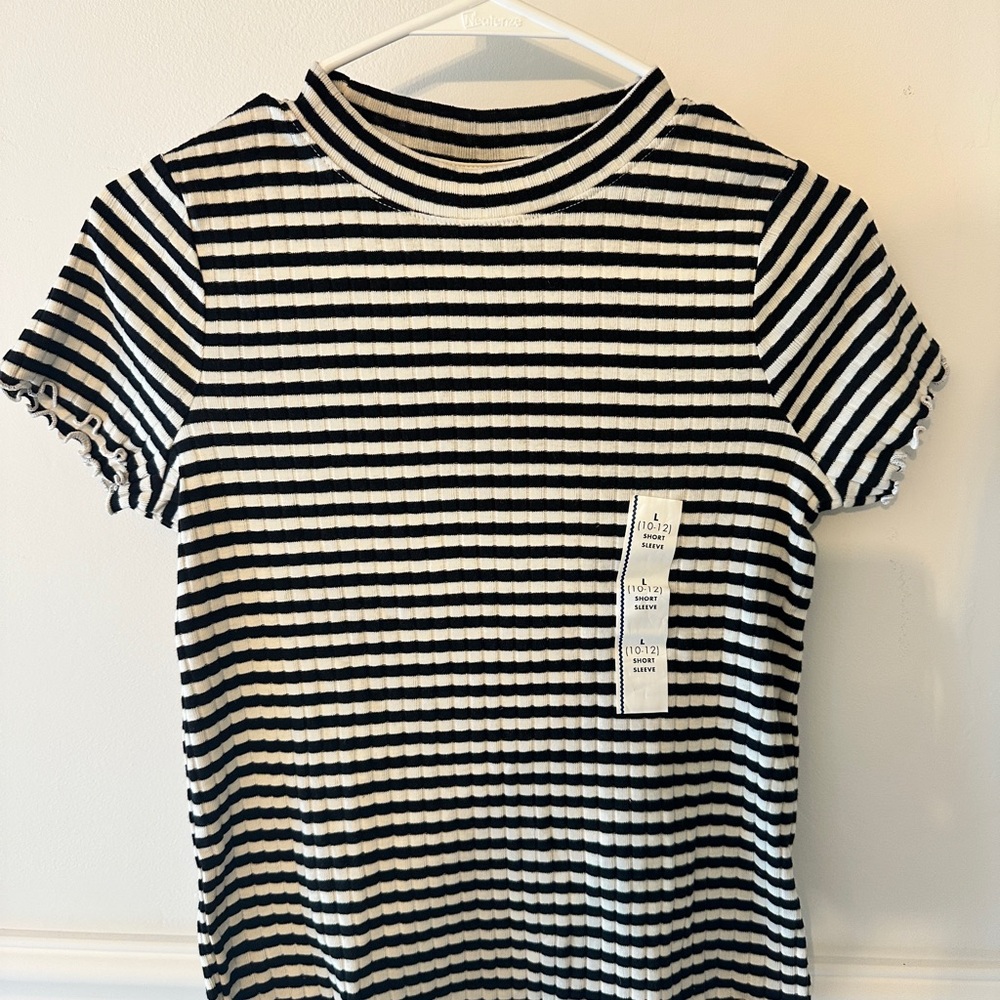 Cat & Jack Black and White Striped Kids Shirt